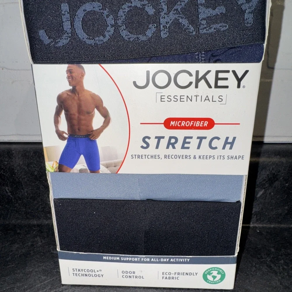 jockey essentials men's size small long leg boxer brief 8 inch inseam